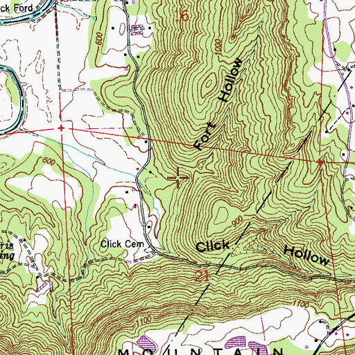Topographic Map of Fort Hollow, AL