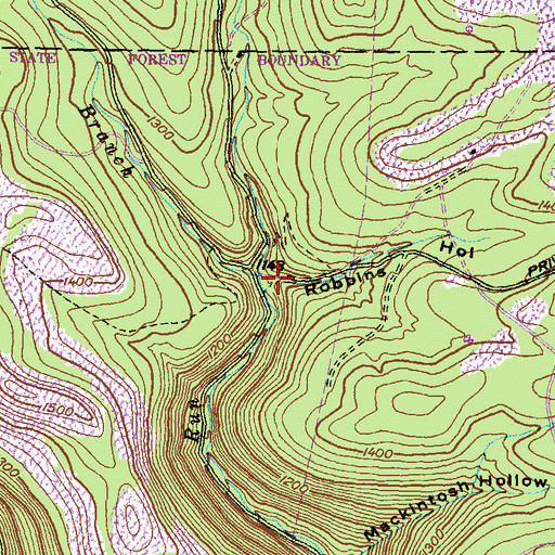 Topographic Map of Robbins Hollow, PA