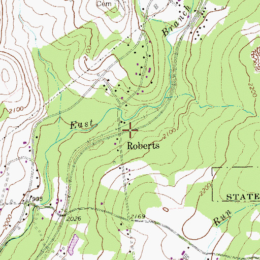 Topographic Map of Roberts, PA