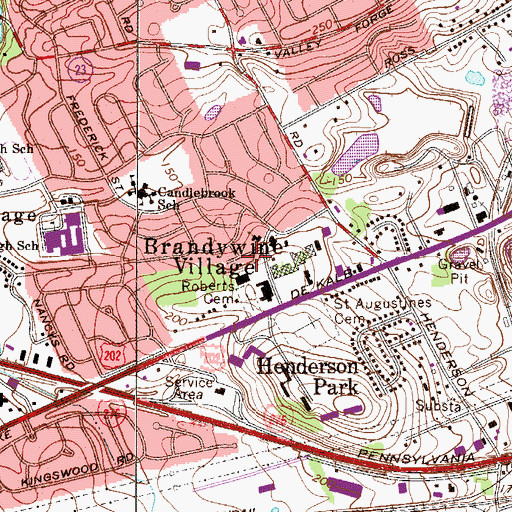 Topographic Map of Roberts Cemetery, PA