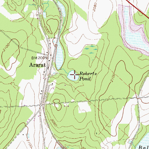 Topographic Map of Roberts Pond, PA