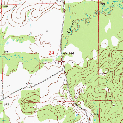 Topographic Map of Fort Hull Church, AL