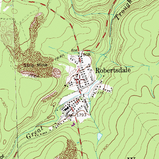 Topographic Map of Robertsdale, PA