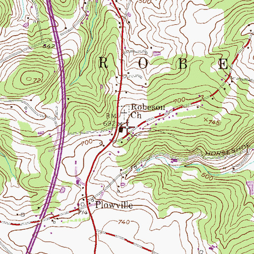 Topographic Map of Robeson Church, PA