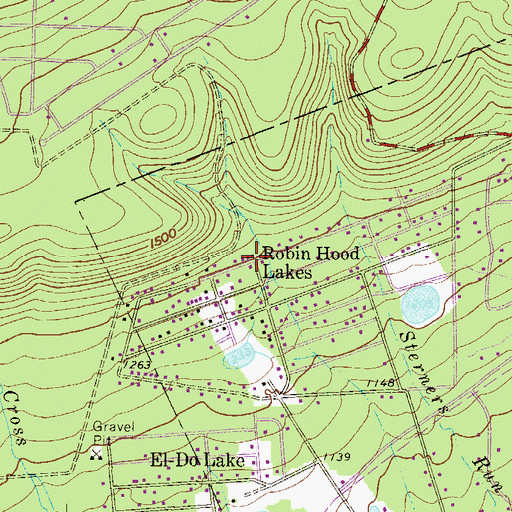 Topographic Map of Robin Hood Lakes, PA