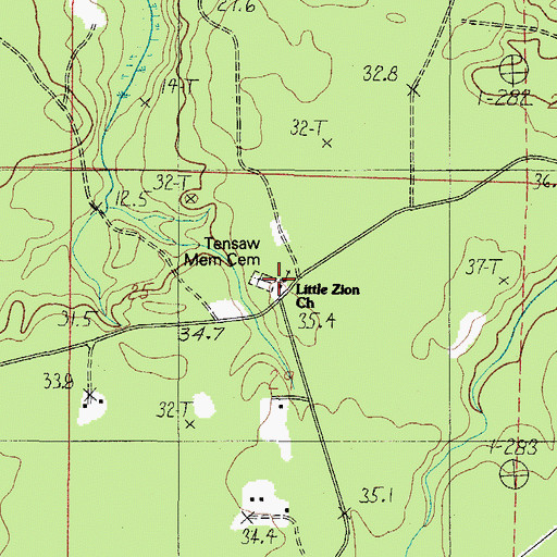 Topographic Map of Fort Mimms Church, AL
