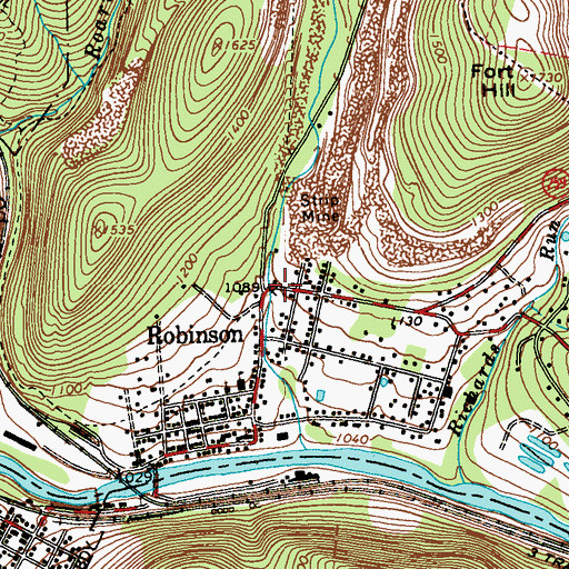 Topographic Map of Robinson, PA
