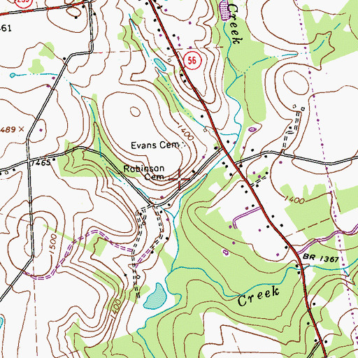 Topographic Map of Robinson Cemetery, PA