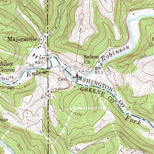 Topographic Map of Robinson Fork, PA