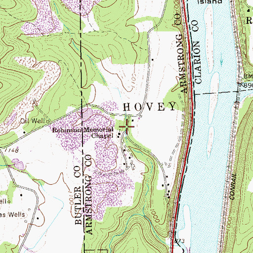 Topographic Map of Robinson Memorial Chapel, PA