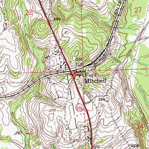 Topographic Map of Fort Mitchell, AL