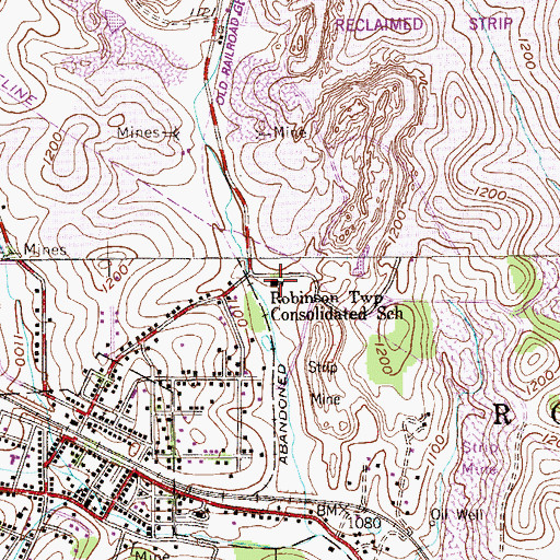 Topographic Map of Robinson Township Consolidated School, PA