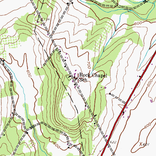 Topographic Map of Rock Chapel School, PA