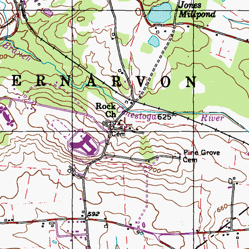 Topographic Map of Rock Church, PA