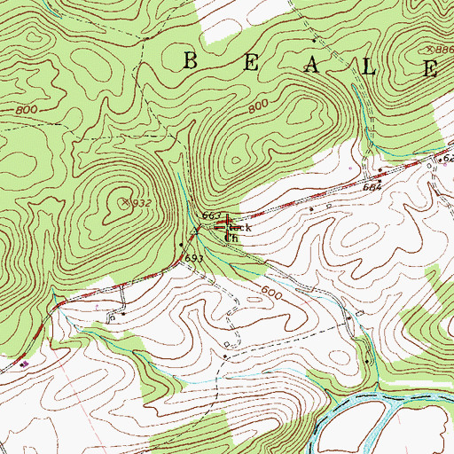 Topographic Map of Rock Church, PA