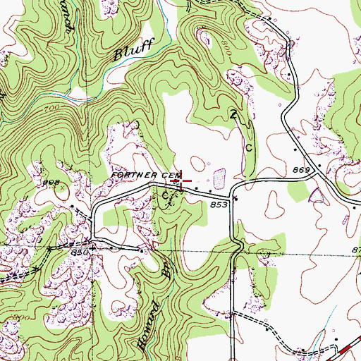 Topographic Map of Fortner Cemetery, AL