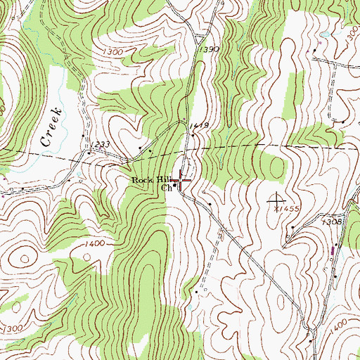 Topographic Map of Rock Hill Church, PA