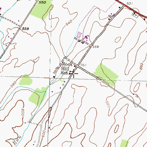 Topographic Map of Rock Hill School, PA