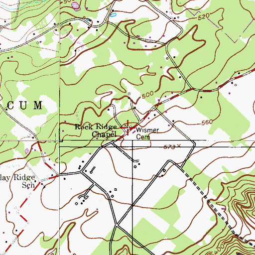 Topographic Map of Rock Ridge Chapel, PA