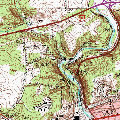 Topographic Map of Rock Run, PA