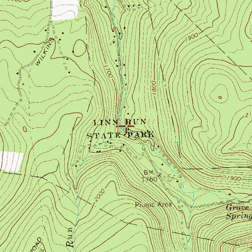 Topographic Map of Rock Run, PA