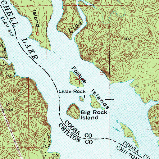 Topographic Map of Foshee Islands, AL