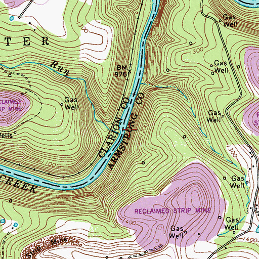 Topographic Map of Rock Run, PA