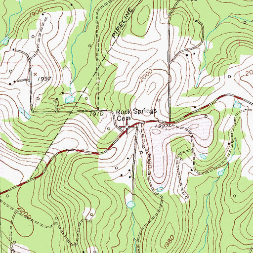 Topographic Map of Rock Springs Cemetery, PA