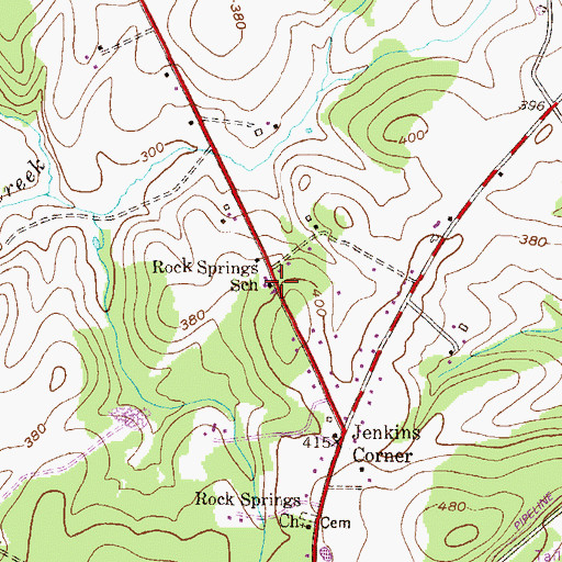 Topographic Map of Rock Springs School, PA