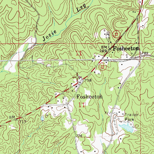 Topographic Map of Fosheeton, AL