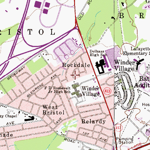 Topographic Map of Rockdale, PA