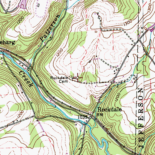 Topographic Map of Rockdale Cemetery, PA