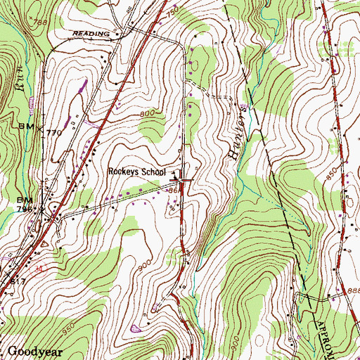 Topographic Map of Rockeys School, PA