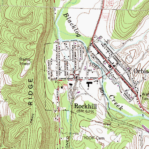 Topographic Map of Rockhill, PA