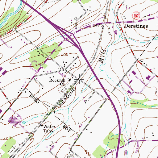 Topographic Map of Rockhill Church, PA