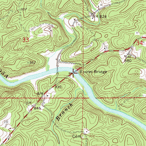 Topographic Map of Foster Bridge, AL