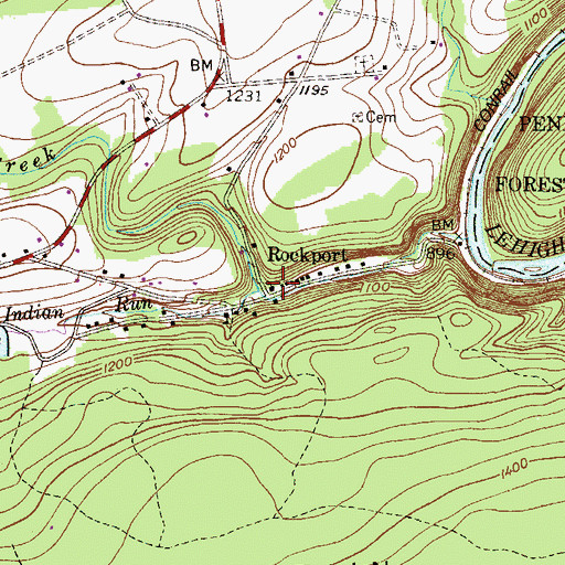 Topographic Map of Rockport, PA