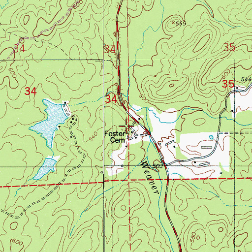 Topographic Map of Foster Cemetery, AL