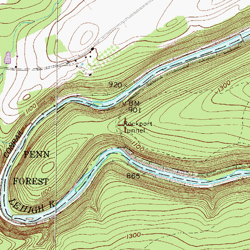 Topographic Map of Rockport Tunnel, PA