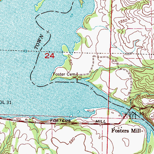 Topographic Map of Foster Cemetery, AL