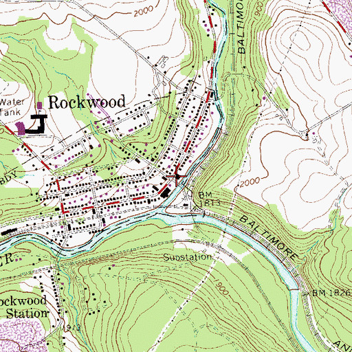 Topographic Map of Rockwood, PA