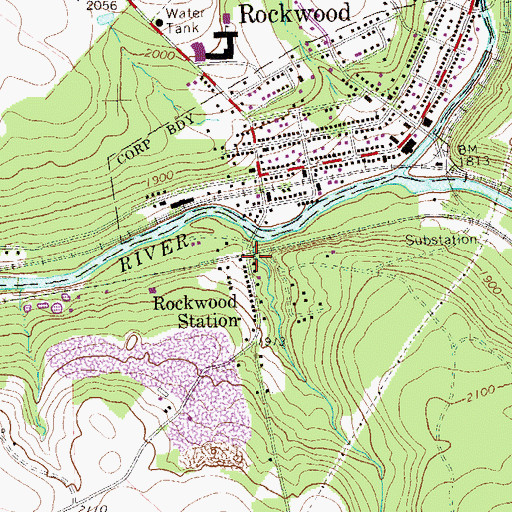 Topographic Map of Rockwood Station, PA