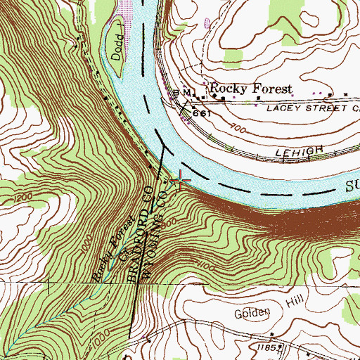 Topographic Map of Rocky Forest Creek, PA