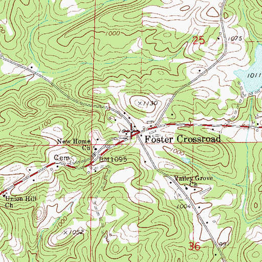 Topographic Map of Foster Crossroad, AL