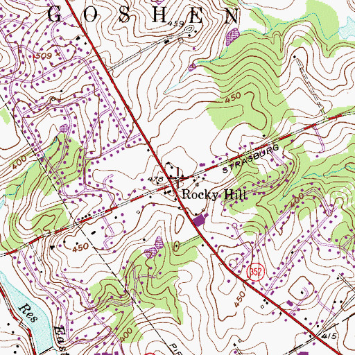 Topographic Map of Rocky Hill, PA