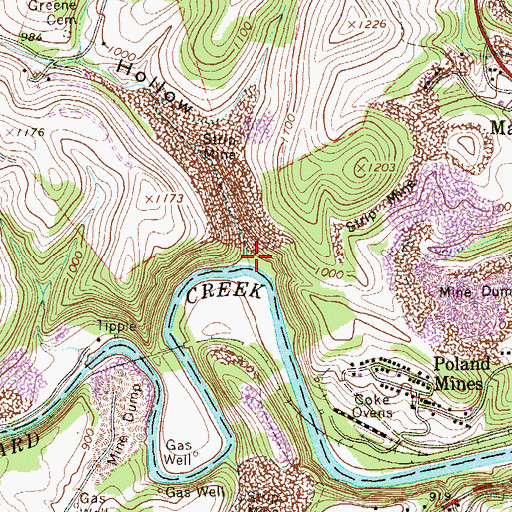 Topographic Map of Rocky Hollow, PA