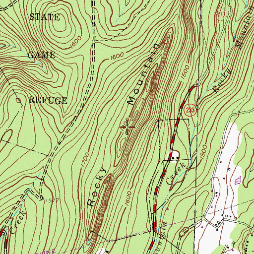 Topographic Map of Rocky Mountain, PA