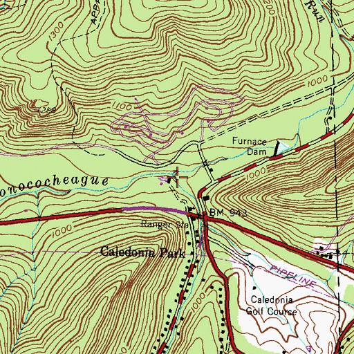 Topographic Map of Rocky Mountain Creek, PA