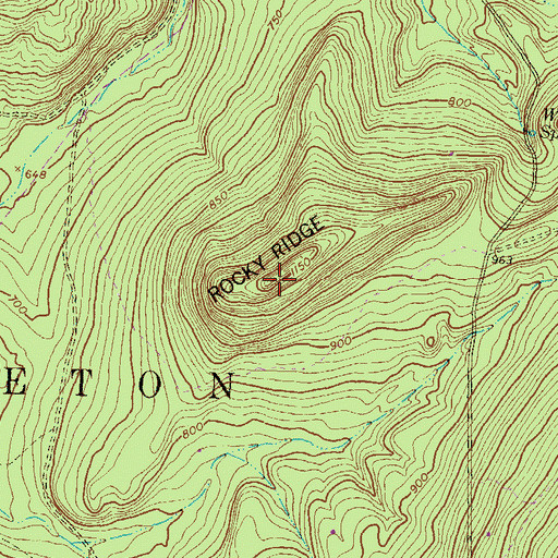 Topographic Map of Rocky Ridge, PA