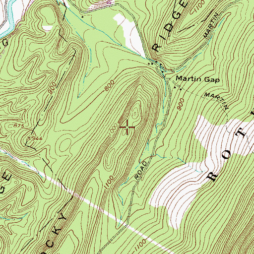 Topographic Map of Rocky Ridge, PA